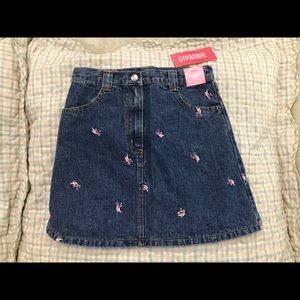 Denim Skirt, Lace Trim, Ballet Slipper Design
